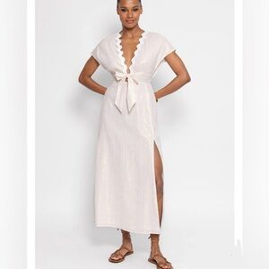 NEW Sundress the Brand Nora Long Dress ~ White Gold Metallic Mediterranean Beach